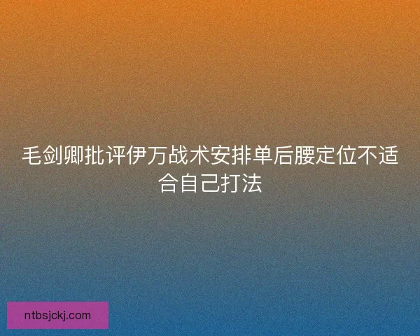 毛剑卿批评伊万战术安排单后腰定位不适合自己打法