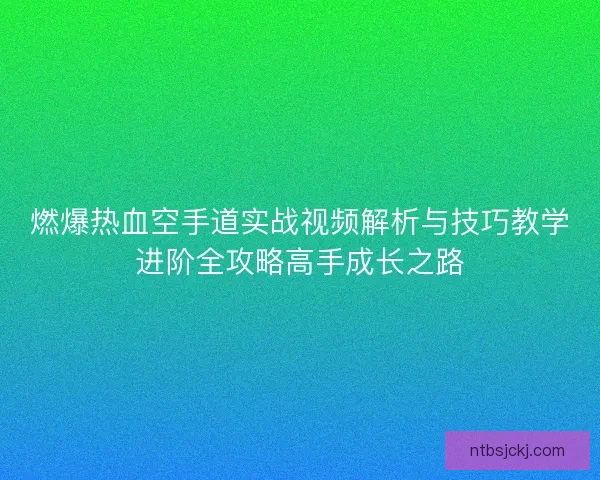 燃爆热血空手道实战视频解析与技巧教学进阶全攻略高手成长之路