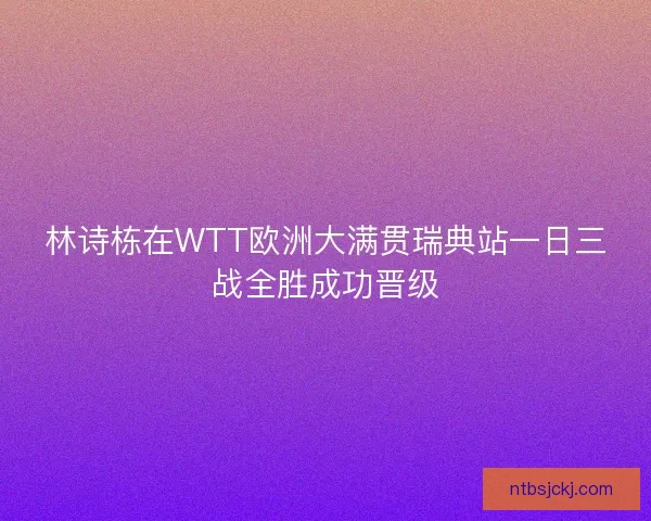 林诗栋在WTT欧洲大满贯瑞典站一日三战全胜成功晋级 林诗栋在WTT欧洲大满贯瑞典站一日三战全胜成功晋级